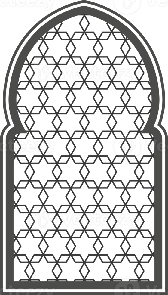 Ramadan window with pattern. Arabic frame of mosque door. Islamic design template. Oriental decoration with ornament. png