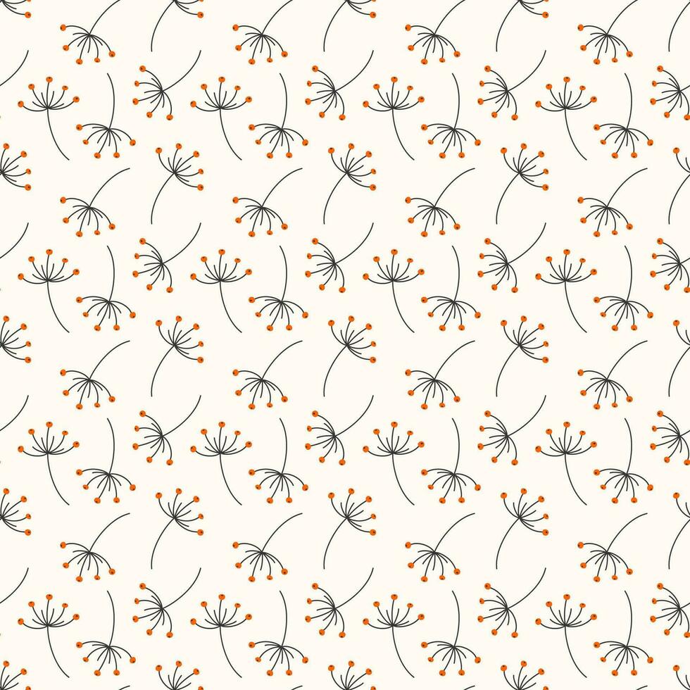 Seamless pattern of twigs with berries in a flat style. Vector illustration.