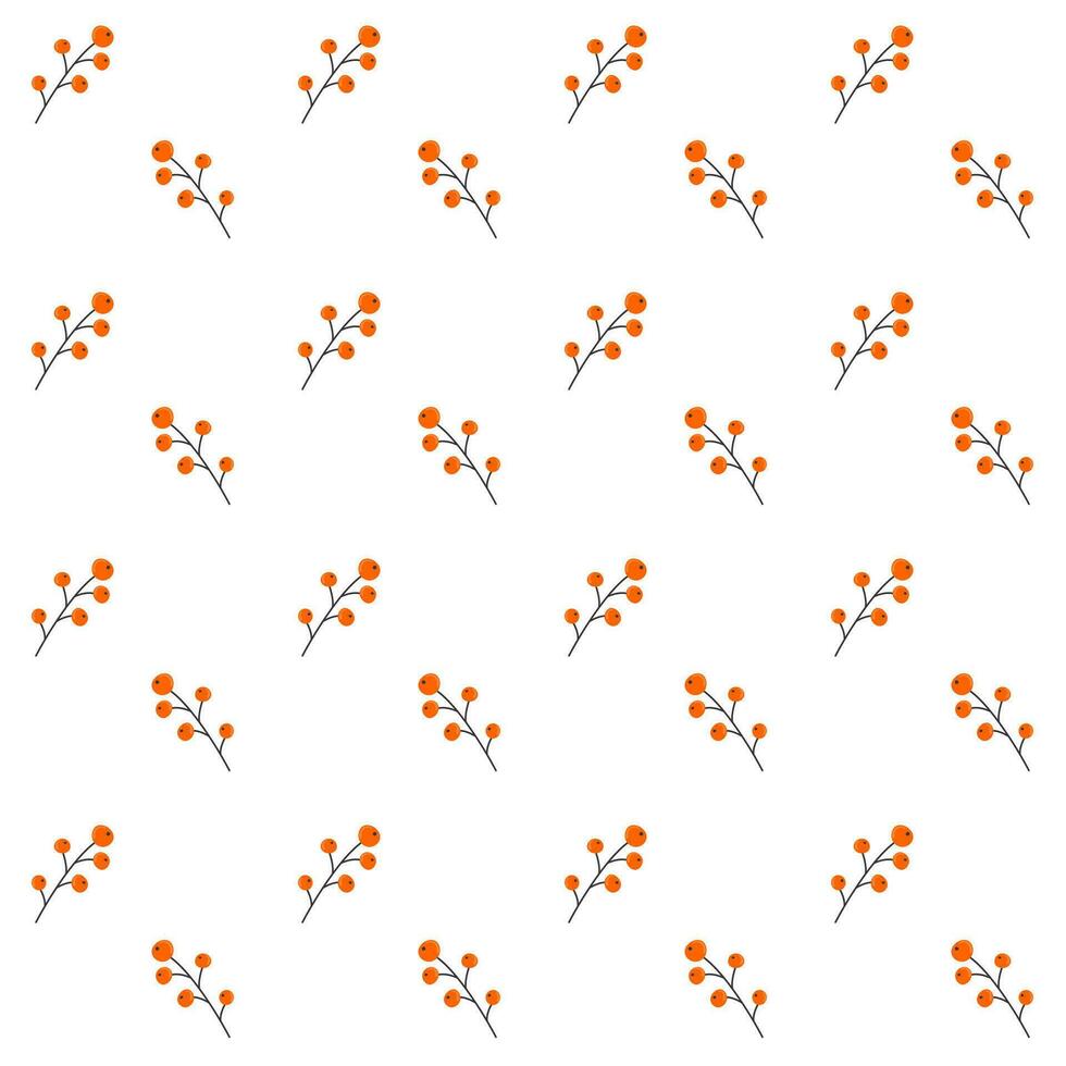 Seamless pattern of twigs with berries in a flat style. Vector illustration.