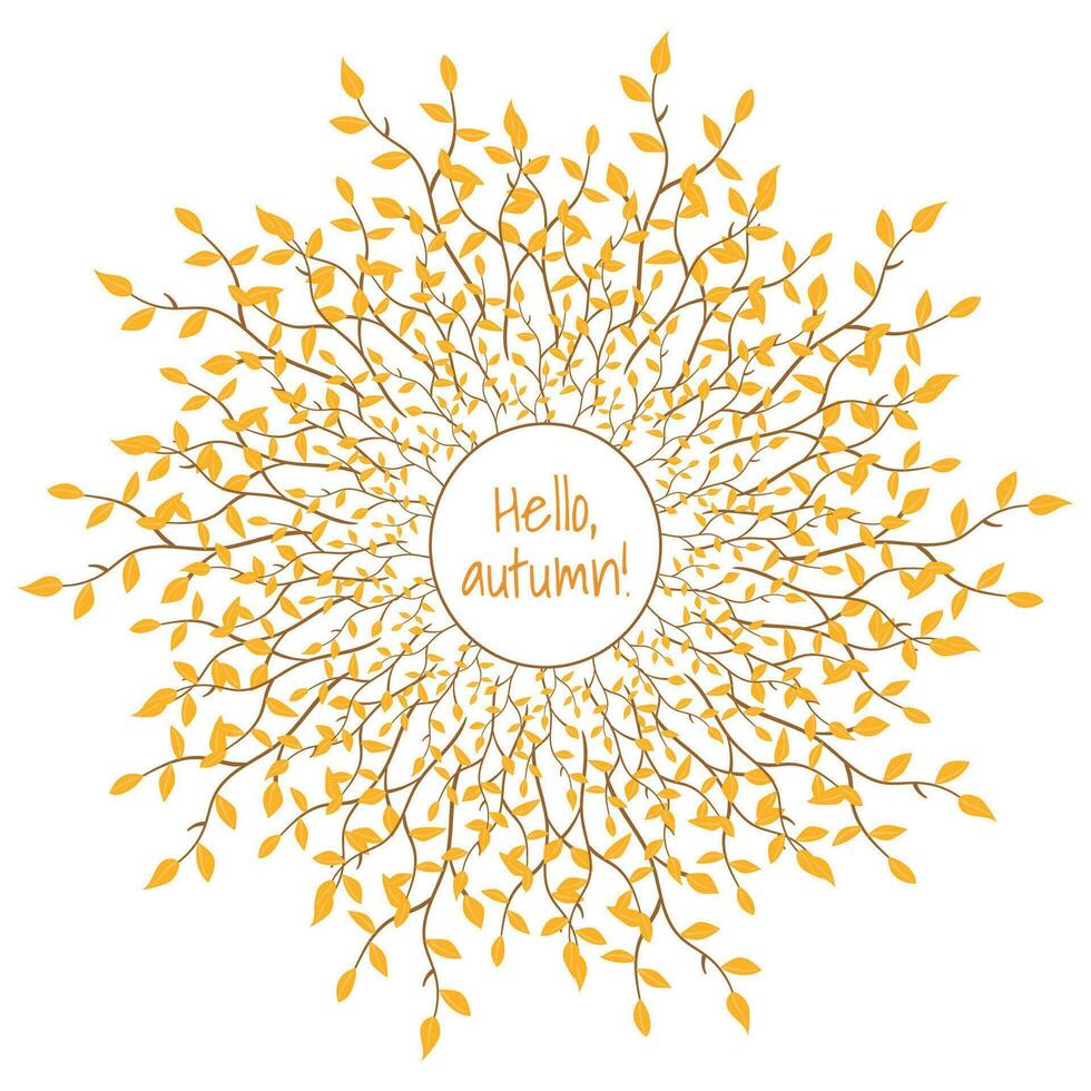 A wreath of branches with autumn leaves. Hello, autumn. Vector illustration in a flat style.