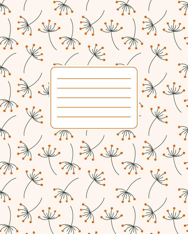 Cover design for notebooks, planners with the image of twigs with berries. Vector illustration in the flat style.