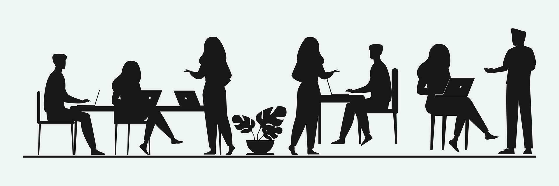 Silhouette of group of professional people doing meeting, Professional meeting in office. vector