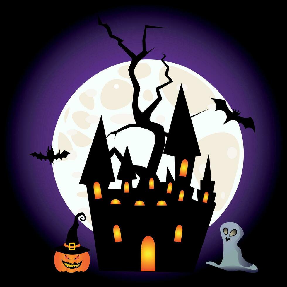 Halloween Spooky Night Scene Vector Image