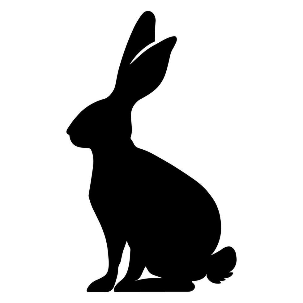 Hare sitting silhouette. Vector illustration