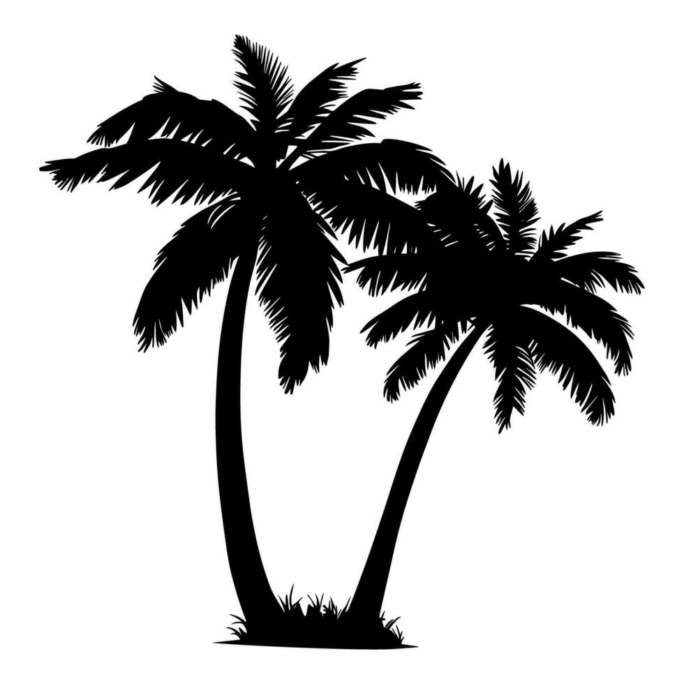 Two Palm trees silhouette. Vector illustration