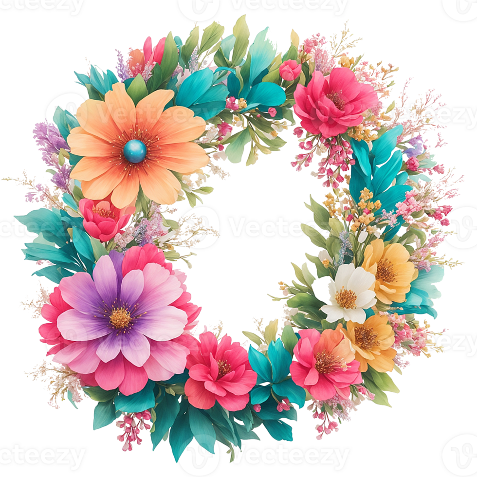 Vintage flower wreath frame png