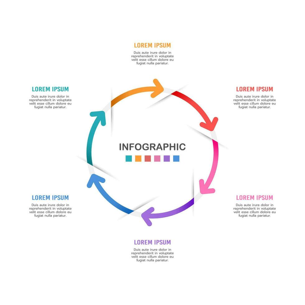 Infographic cycle 6 arrows to the success design template. Vector illustration.