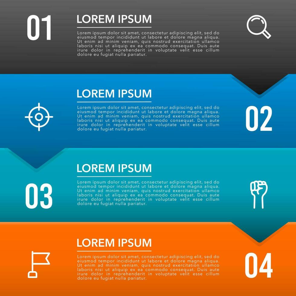 Infographic design with icons and 4 options. presentation, workflow, and process. Vector illustration.