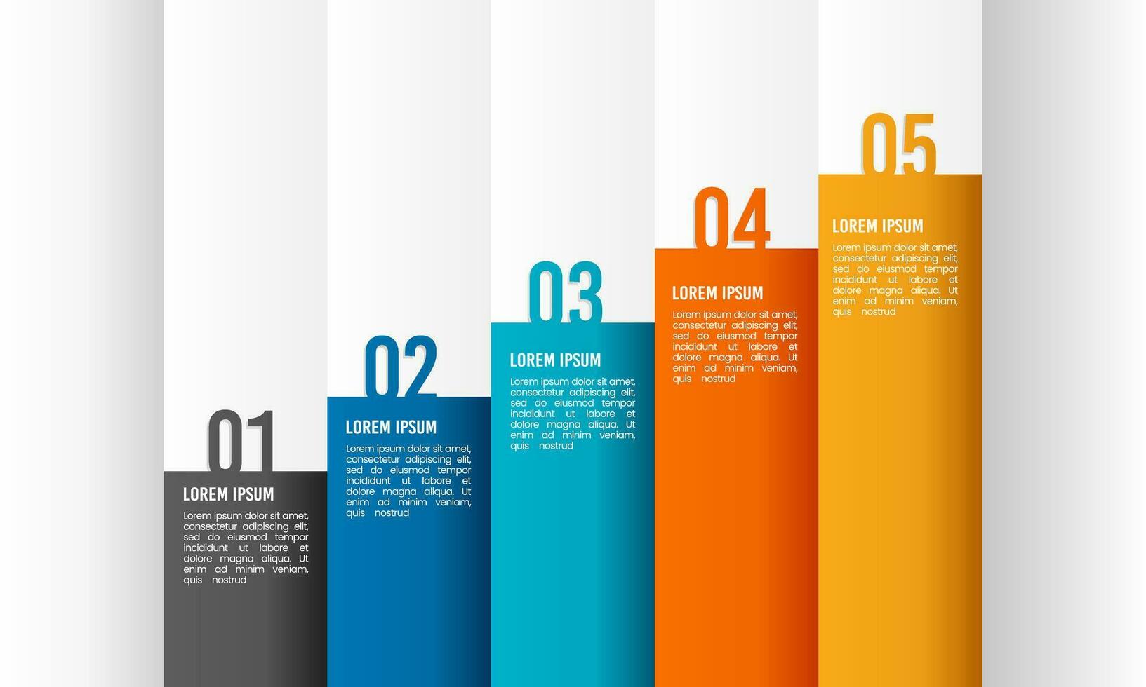 Infographic bar chart 5 steps business growth presentation. Vector illustration.