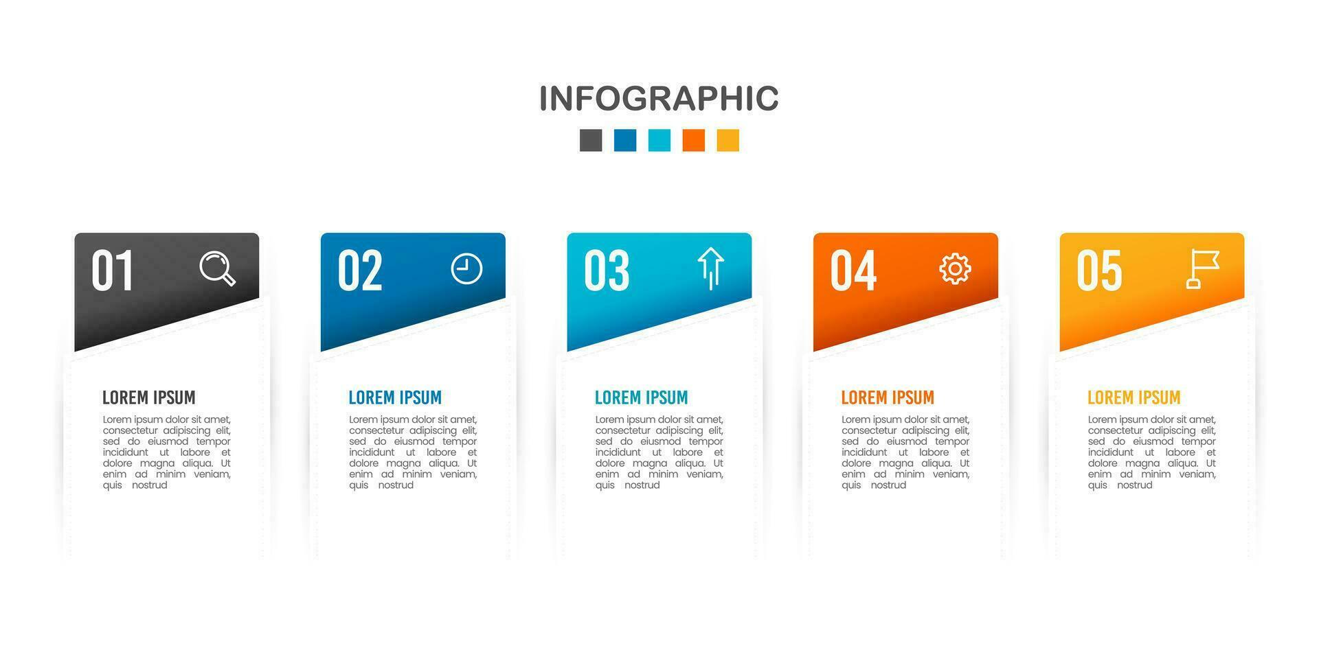 five-step infographic with an icons design template. Vector illustration.