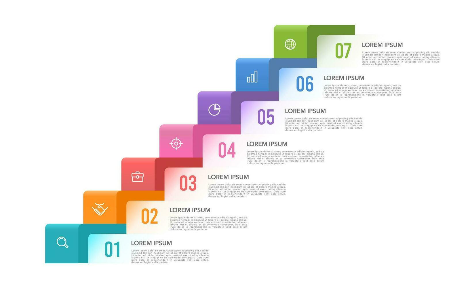 Infographic 7 steps ladder to success template. Business presentation. Vector illustration.