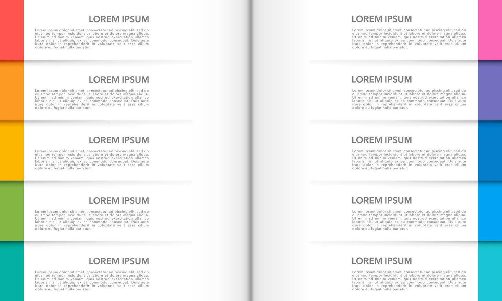 Book-style infographic with 10 colorful options. Vector illustration.