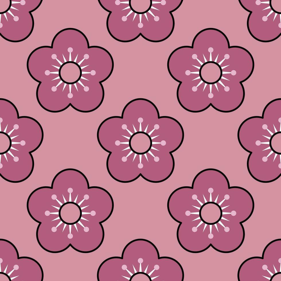 Pink flowers with pink background seamless pattern vector