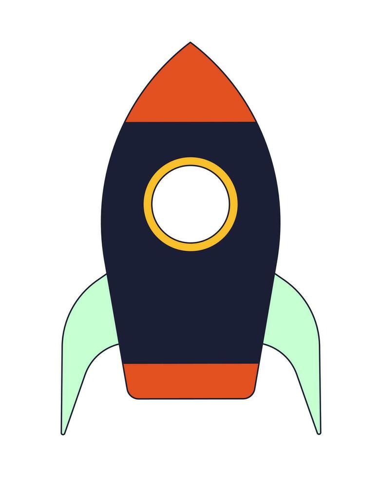 Rocket flat line color isolated vector object. Space exploration spaceship. Editable clip art image on white background. Simple outline cartoon spot illustration for web design