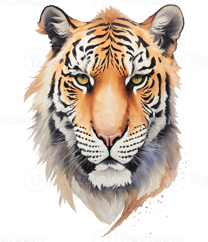 Tiger head watercolor AI Generative png