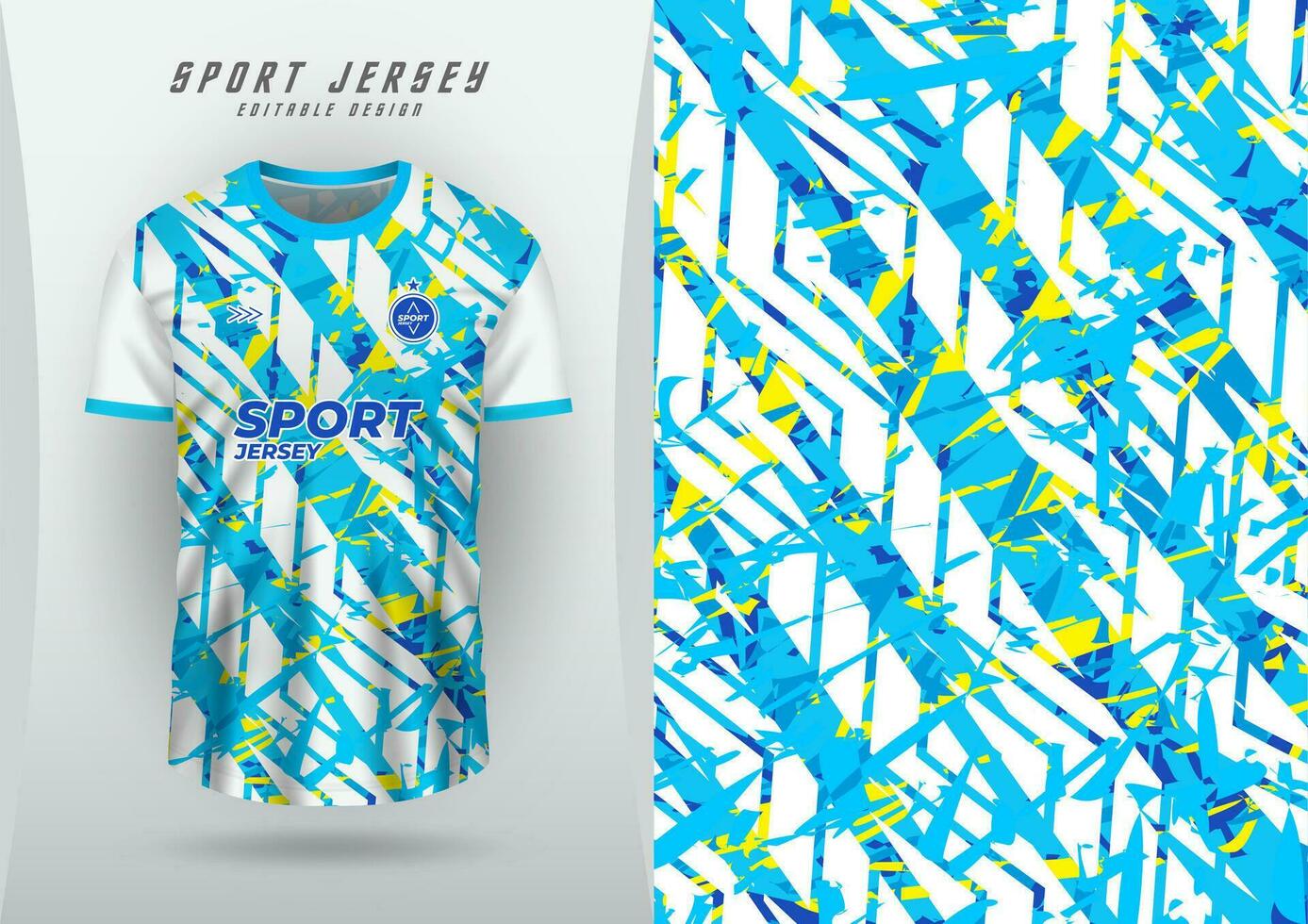 antecedentes para Deportes jersey, fútbol jersey, corriendo jersey, carreras jersey, zigzag grunge, blanco y azul amarillo modelo vector