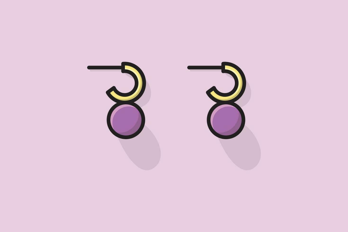 Trendy flat purple earrings jewelry vector illustration. Beauty fashion objects icon concept. New arrival women jewelry earrings vector design.