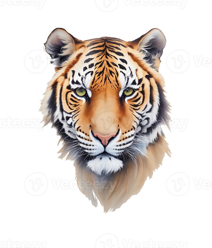 Tiger head watercolor AI Generative png