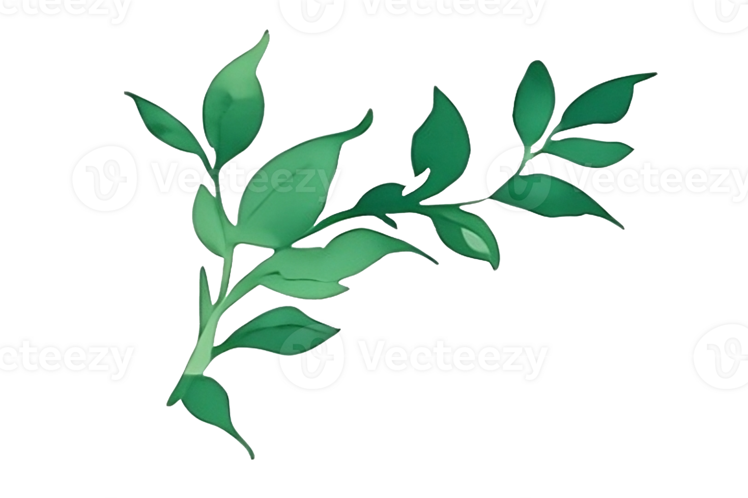 Petal green leaf watercolor AI Generative png