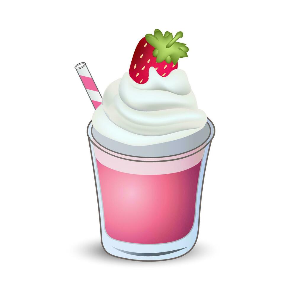 Strawberry cupcake on white background. Vector illustration EPS10.