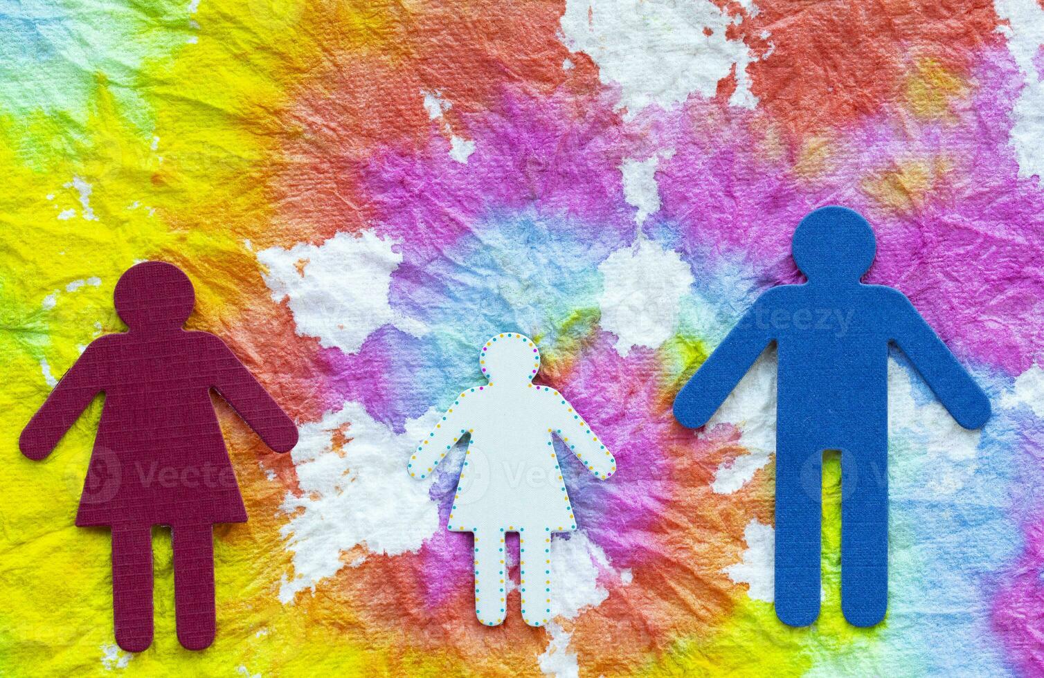 family cutouts on colorful background photo