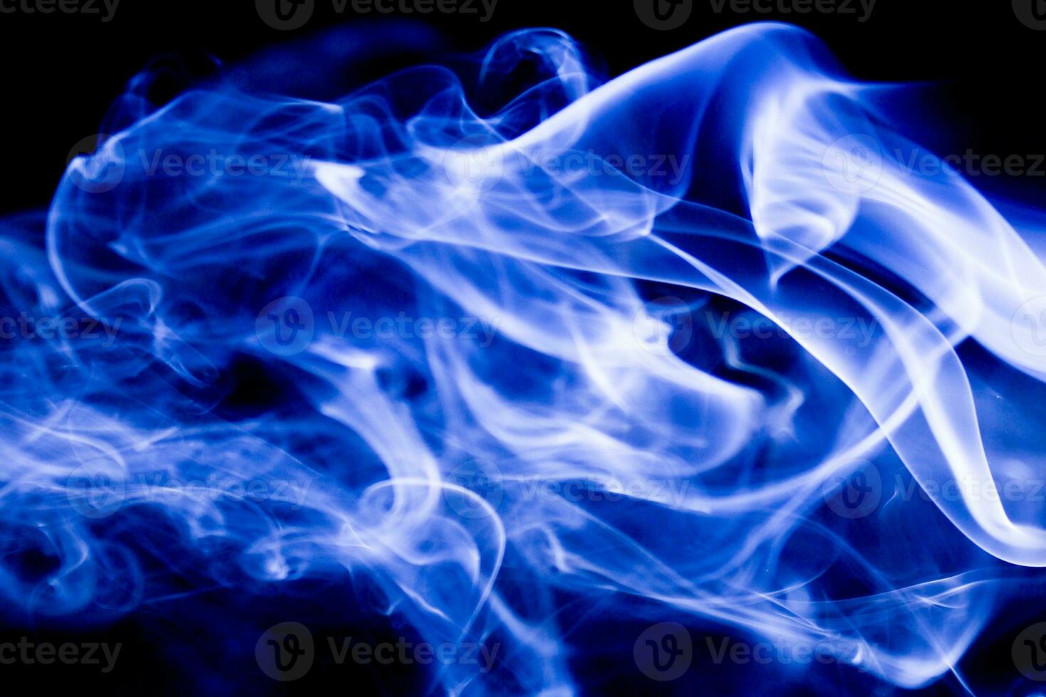 blue smoke beautiful pattern black background photo