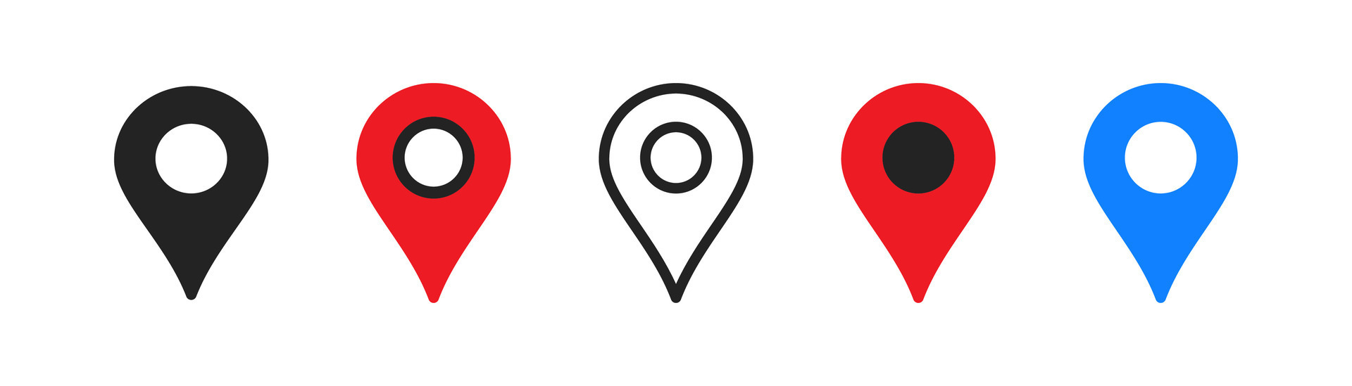 Location pin icon set on white background. Red map marker. Destination