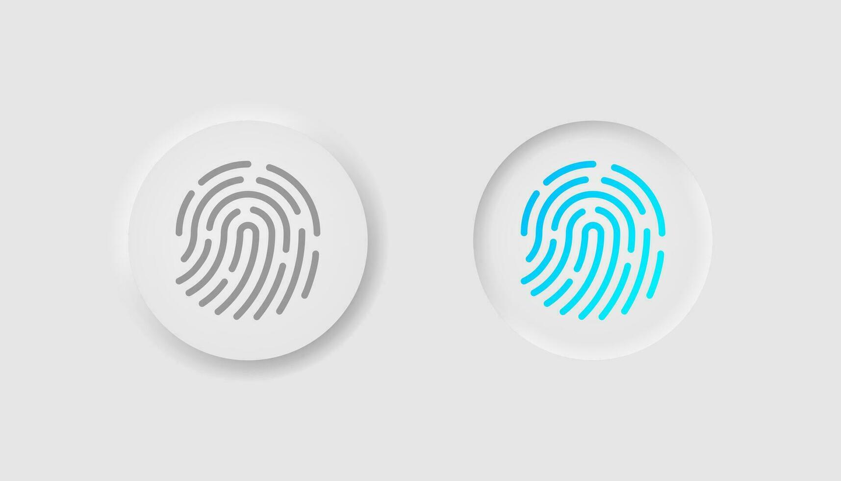 Fingerprint in neumorphism style. Icons for business, white UI, UX. Touch ID symbol.  Scanner, access approved, username, security. Neumorphic style. Vector illustration.