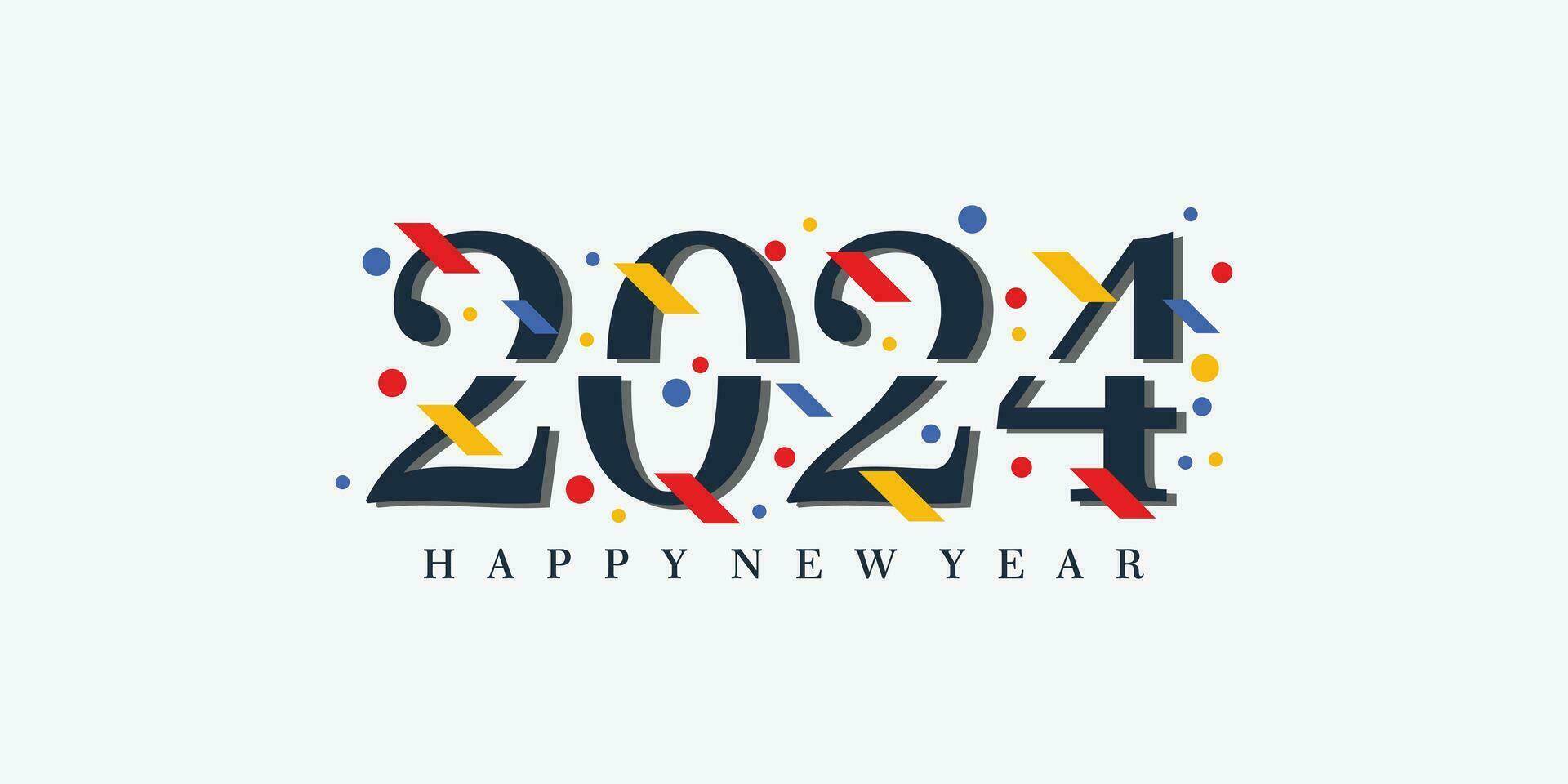 2024 happy new year logo design with 2024 number design vector