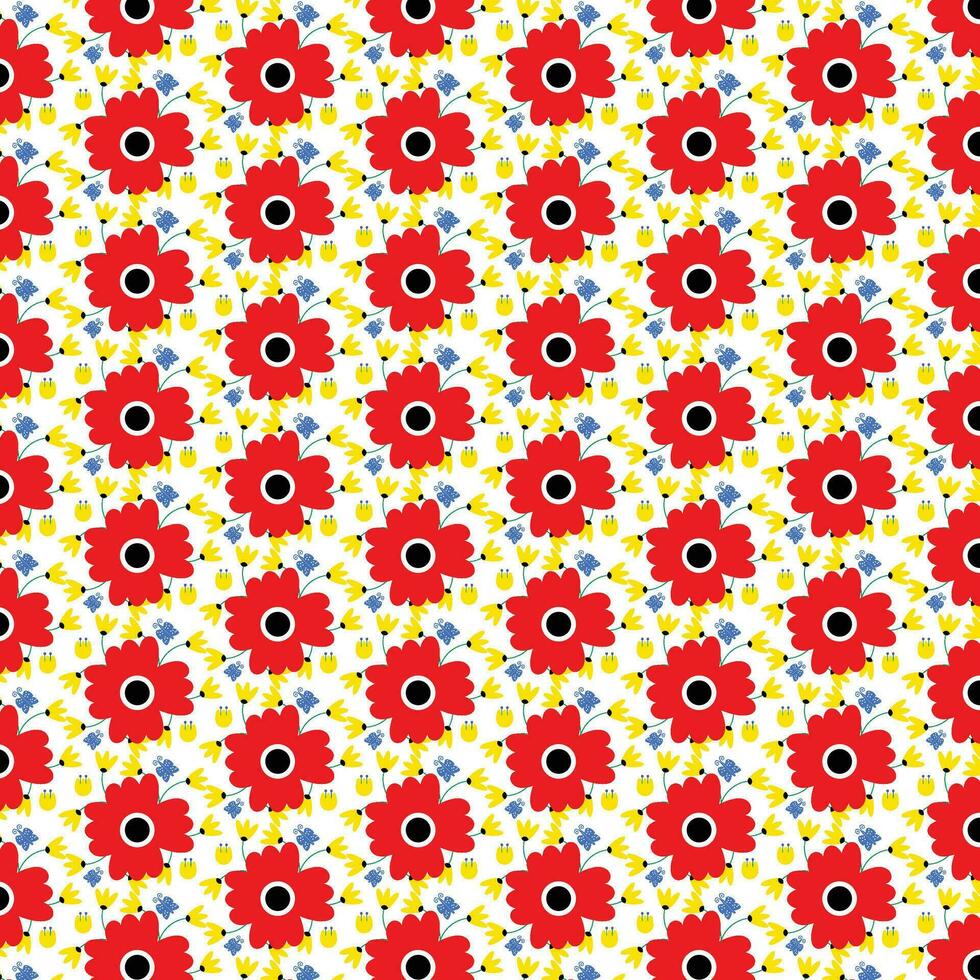 repeat decorative textile red and yellow flower background pattern37 vector