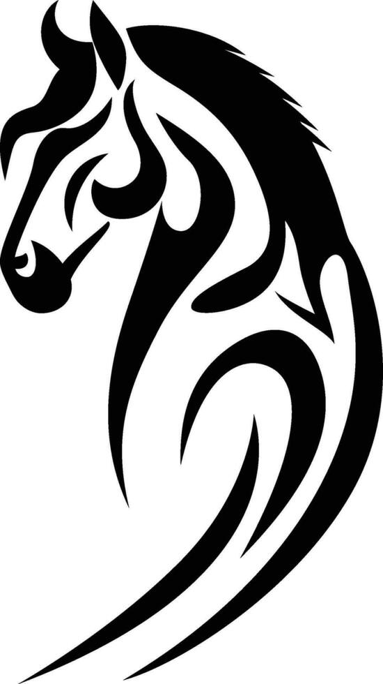 Tribal horse tattoo vector illustration Horse head black and white silhouette vector image