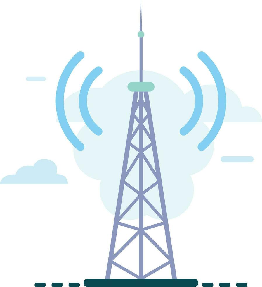 radio torre radiodifusión radio señal valores vector ilustración, radio antena ,enrejado torre , televisión torre , telecomunicaciones infraestructura compartiendo transmisor estación valores vector imagen