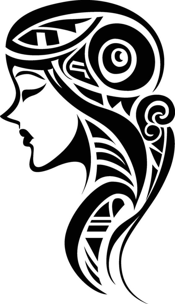 Polynesian god mask tattoo vector illustration polynesian god head black and white silhouette vector image