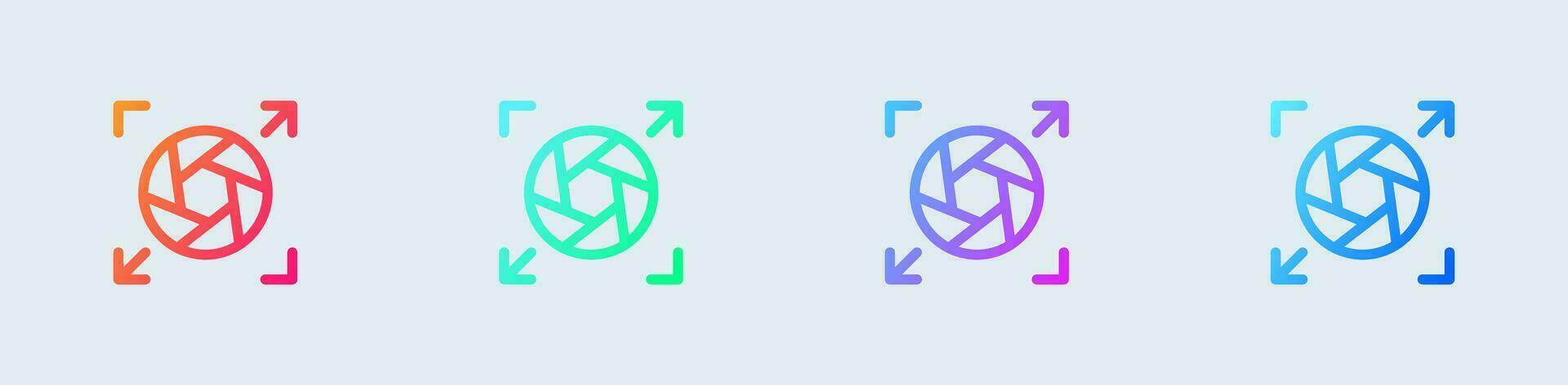 Wide lens line icon in gradient colors. Optical signs vector illustration.