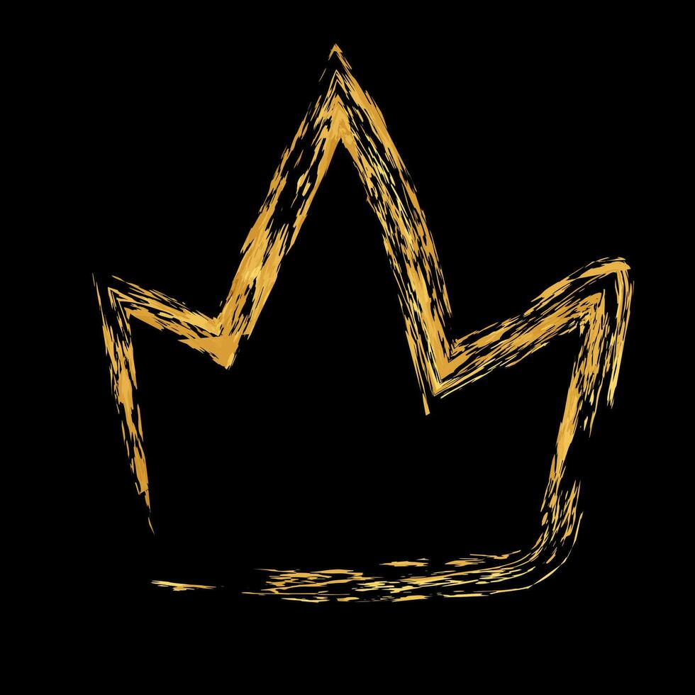 Hand drawn crown logo for queen. Texture icon gold crown vector