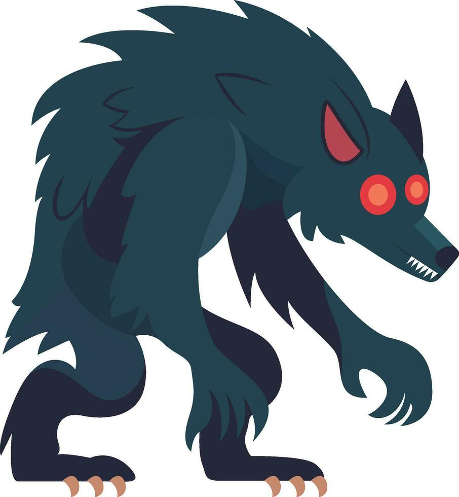Werewolf flat style vector illustration, Wolfman cartoon stock vector image