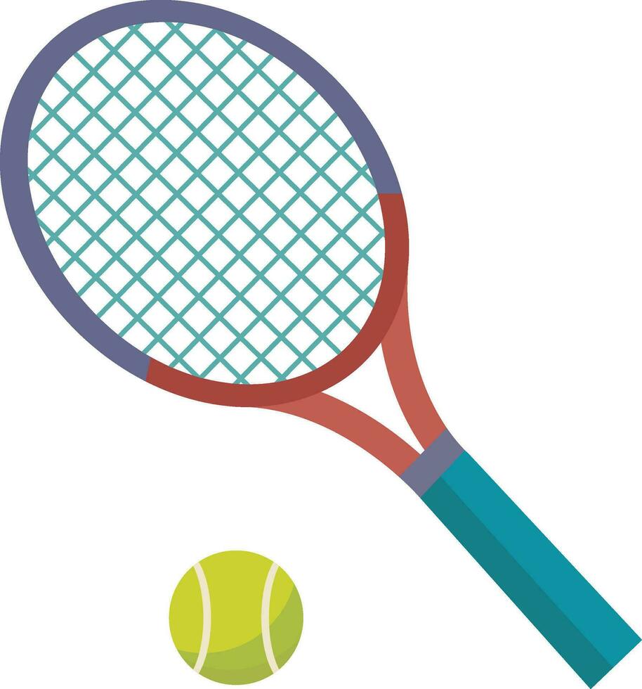 Tennis Racket and ball flat style vector illustration, Tennis paddle, racket, or a bat with tennis ball stock vector image
