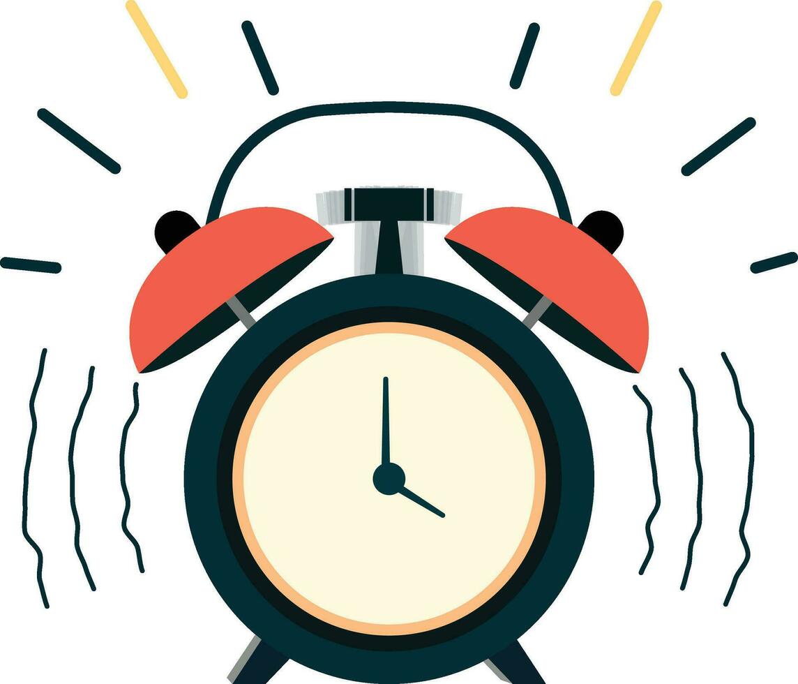 Alarm clock going off flat style vector illustration, Alarm clock alarming stock vector image