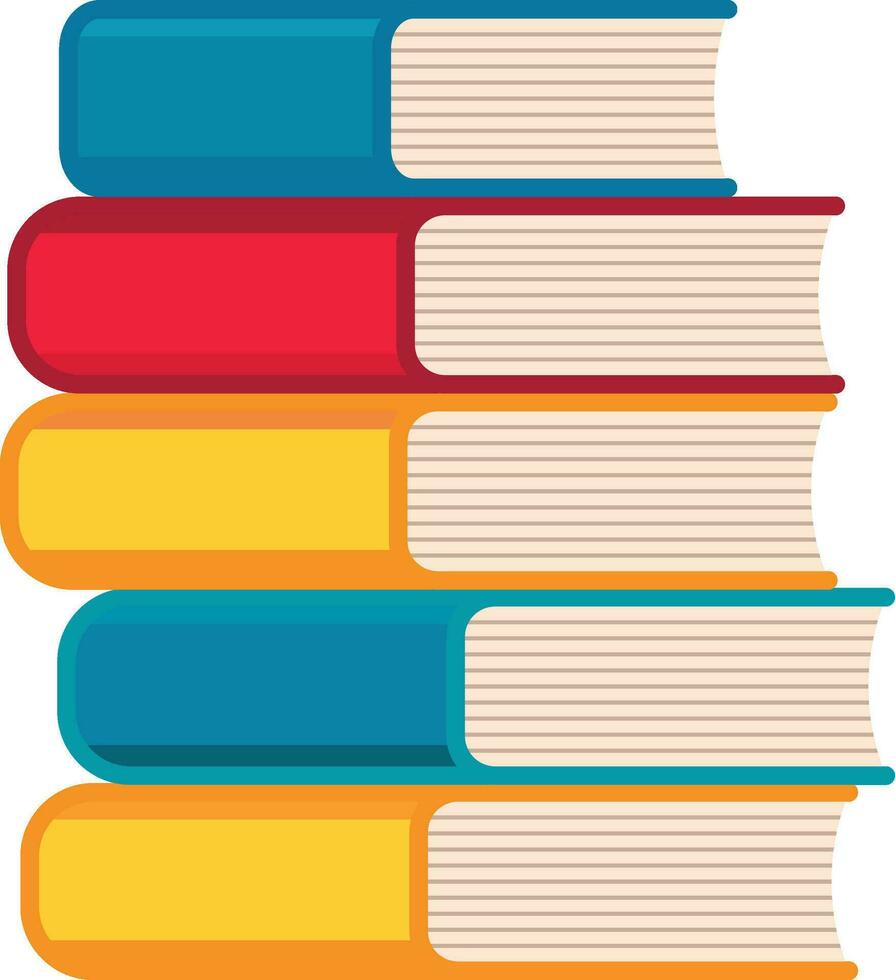 Stack of books flat style vector illustration, Pile of books stock vector image in different colors