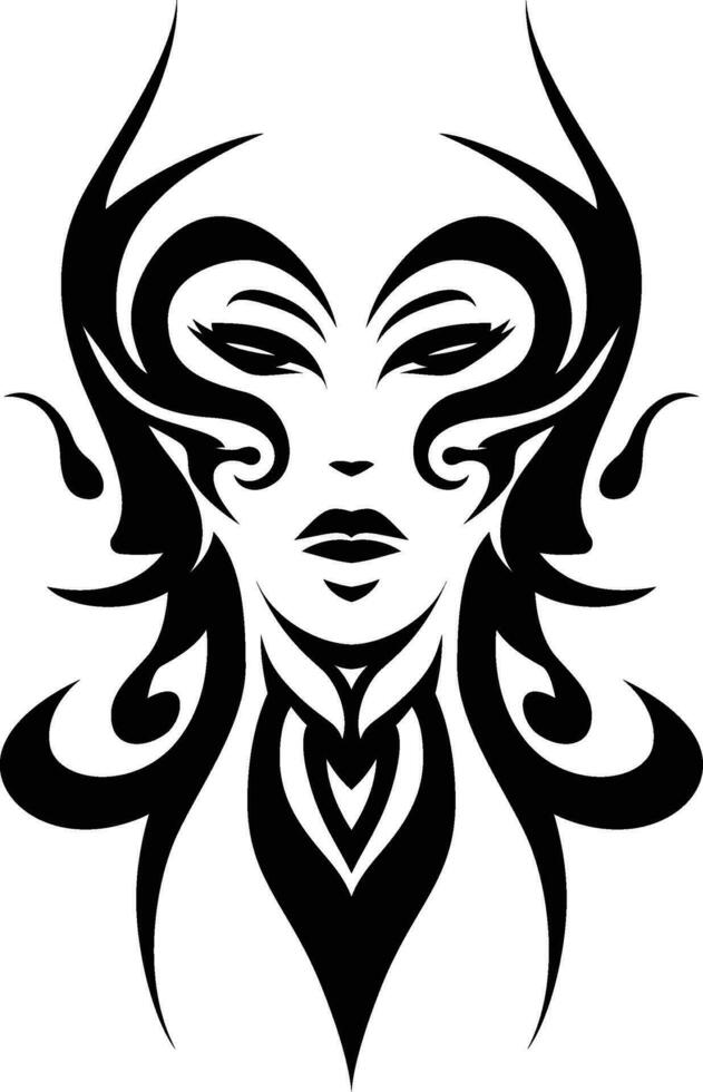 tribal medusa cara tatuaje vector ilustración medusa cabeza negro y blanco silueta vector imagen