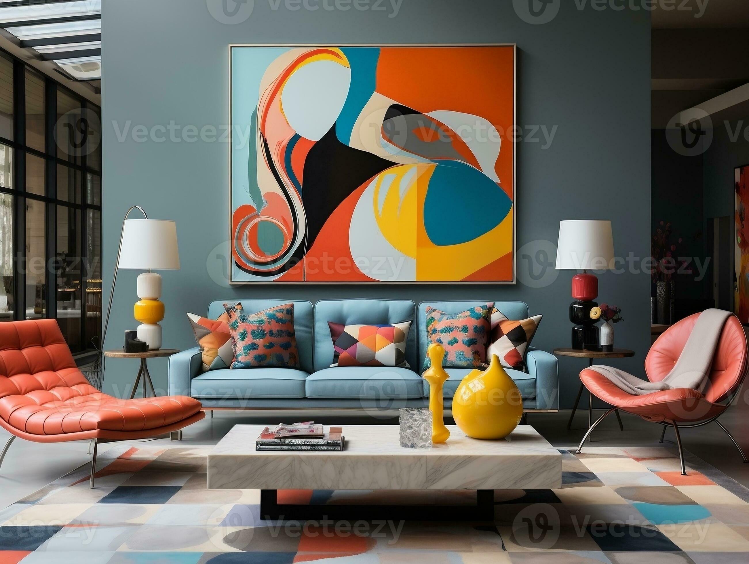 Pop Art Interior Design Of Modern Living Room Generative Ai 27420944 