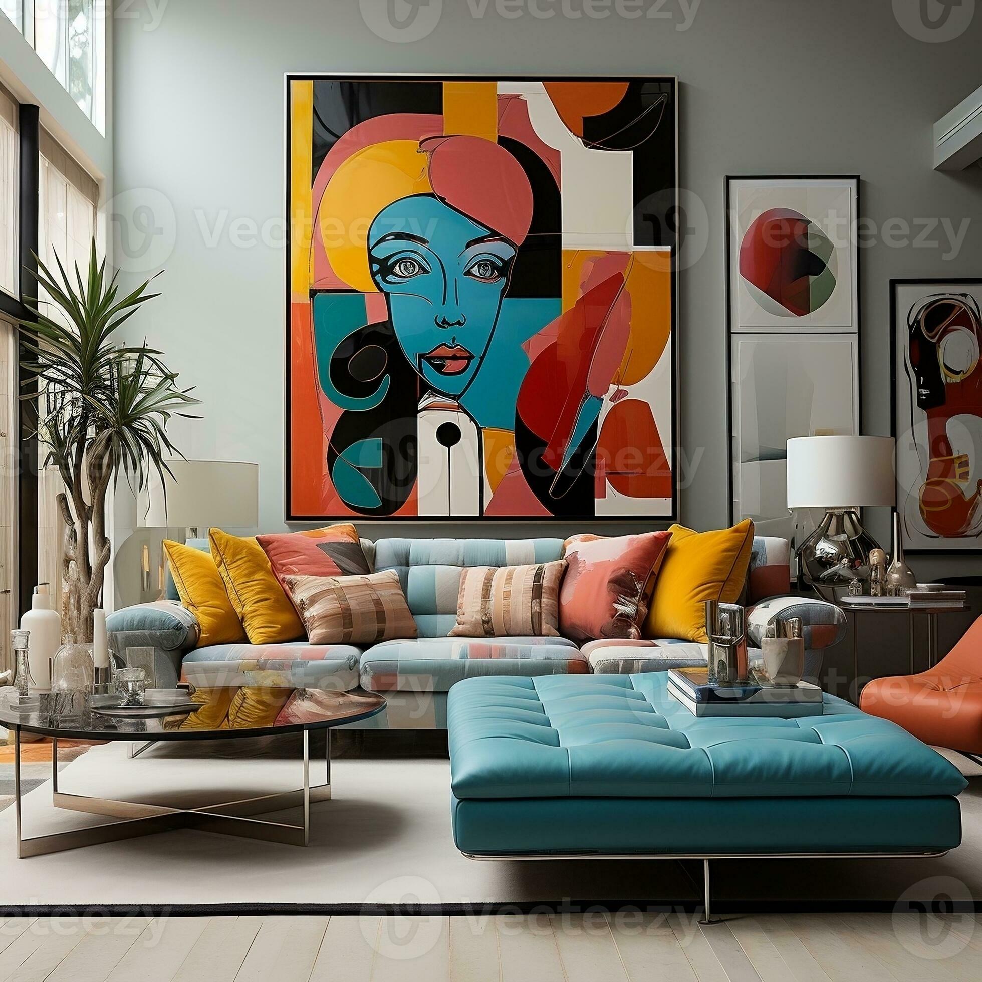 Pop Art Interior Design Of Modern Living Room Generative Ai 27420953 pop-art-interior-design-of-modern-living-room-generative-ai-27420953