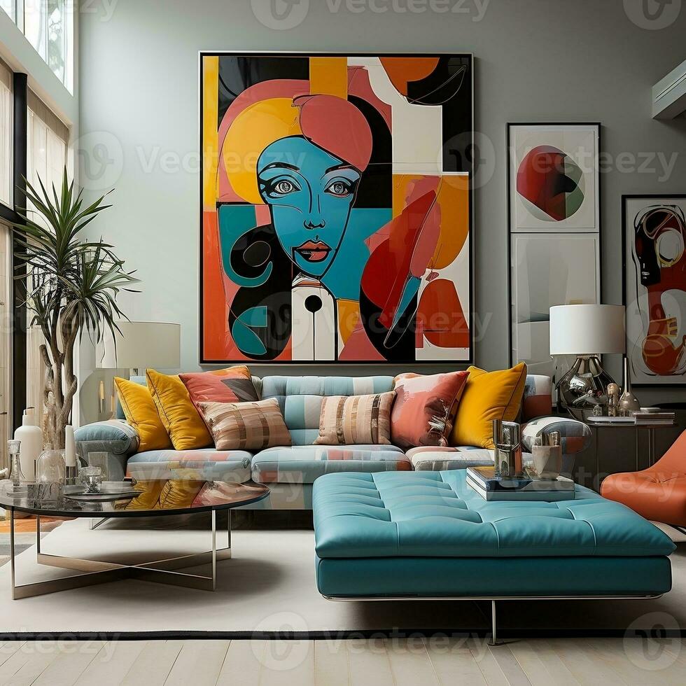 Pop Art Interior Design Of Modern Living Room Generative Ai 27420953 pop-art-interior-design-of-modern-living-room-generative-ai-27420953