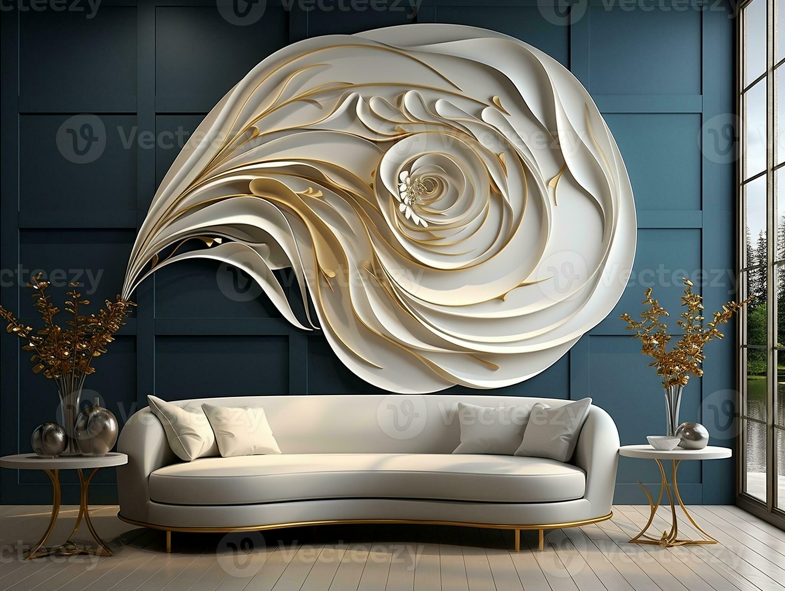 moderno 3d abstracción fondo de pantalla para paredes lujo dorado y blanco  fondo, interior hogar mural pintura pared Arte para vivo habitación  generativo ai 27421348 Foto de stock en Vecteezy