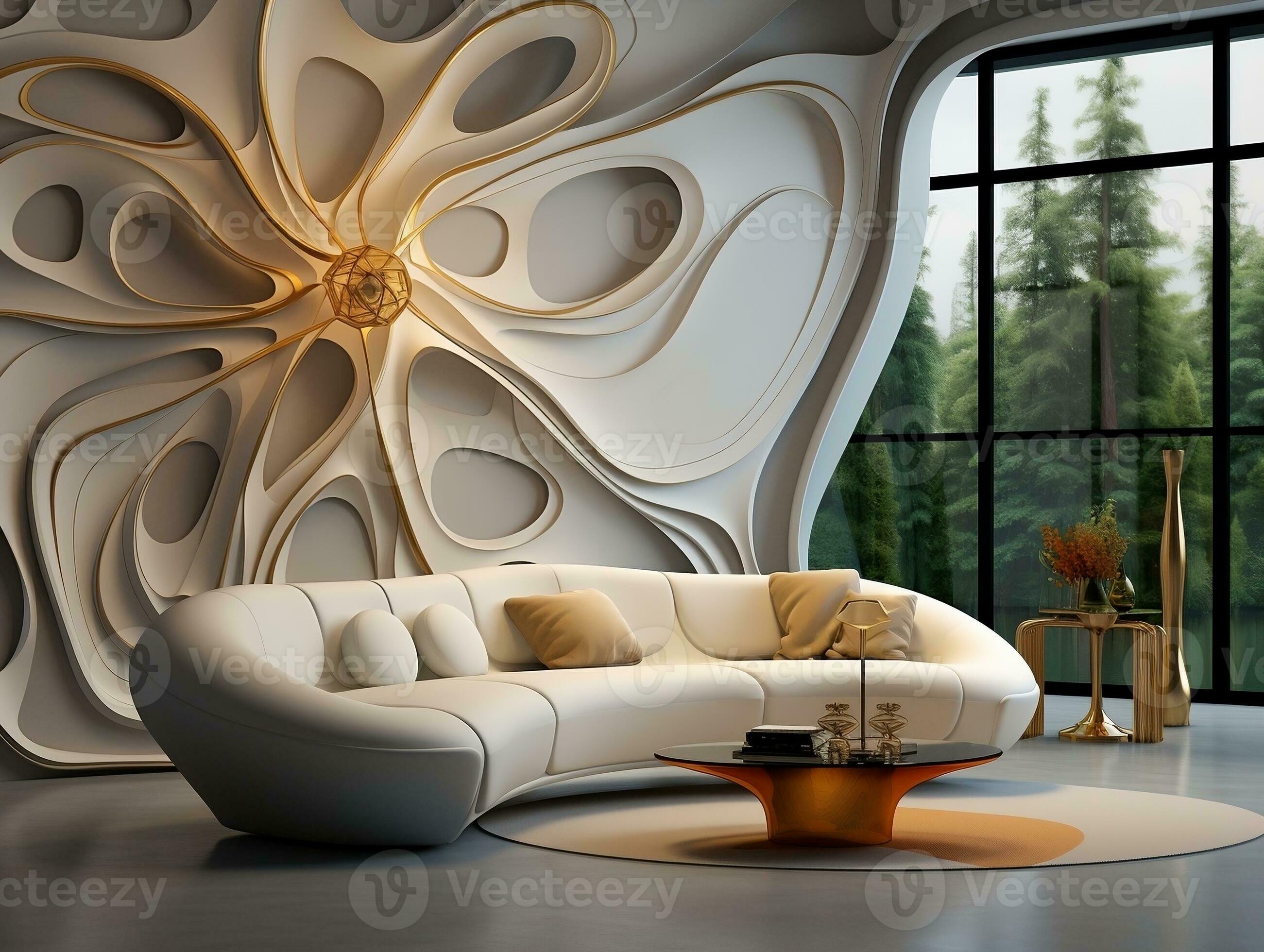 Modern 3D Abstraction Wallpaper for Walls Luxury Golden and White  Background, Interior Home Mural Painting wall art for Living Room  generative ai 27421348 Stock Photo at Vecteezy