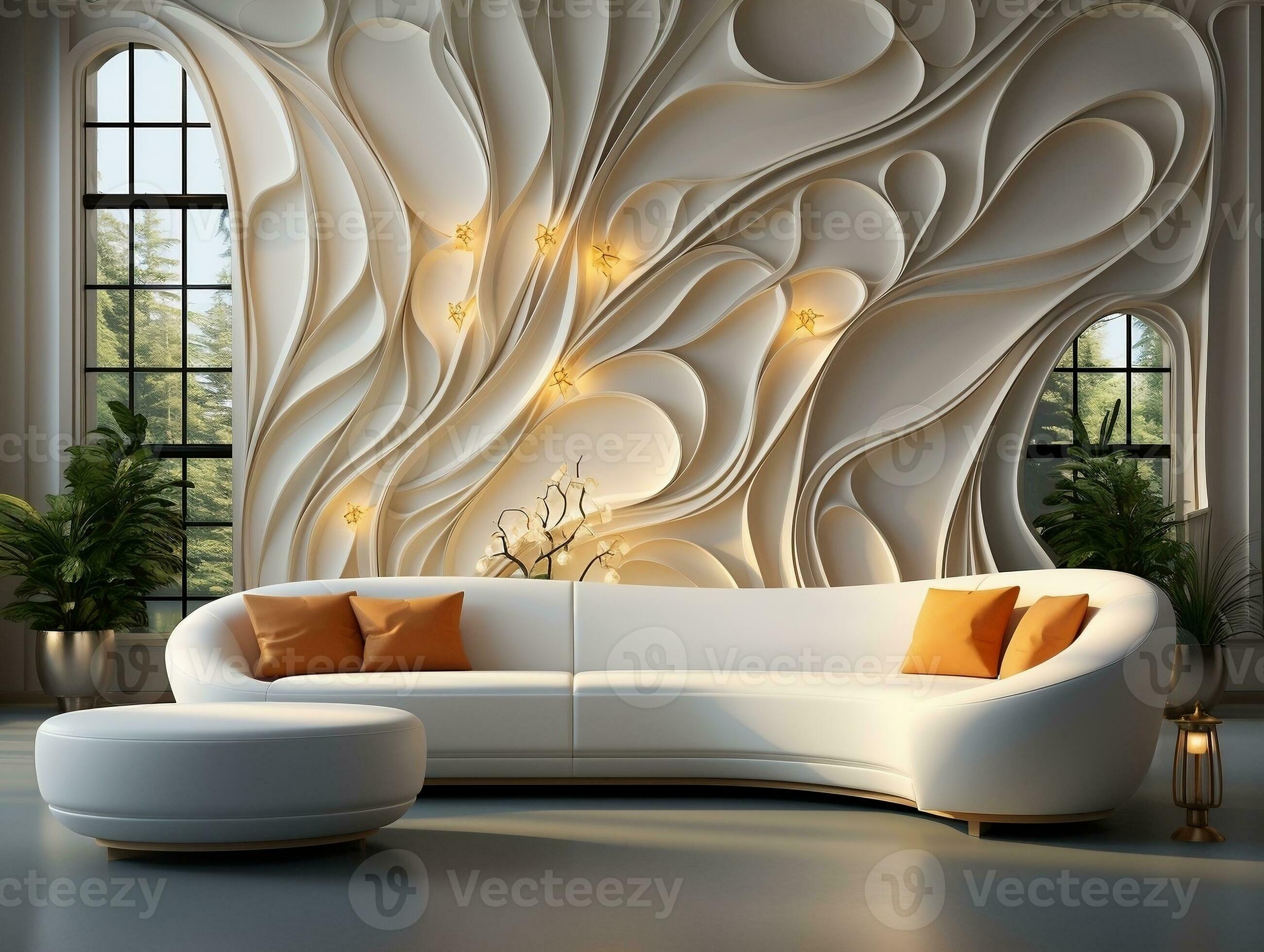 Modern 3D Abstraction Wallpaper for Walls Luxury Golden and White  Background, Interior Home Mural Painting wall art for Living Room  generative ai 27421367 Stock Photo at Vecteezy