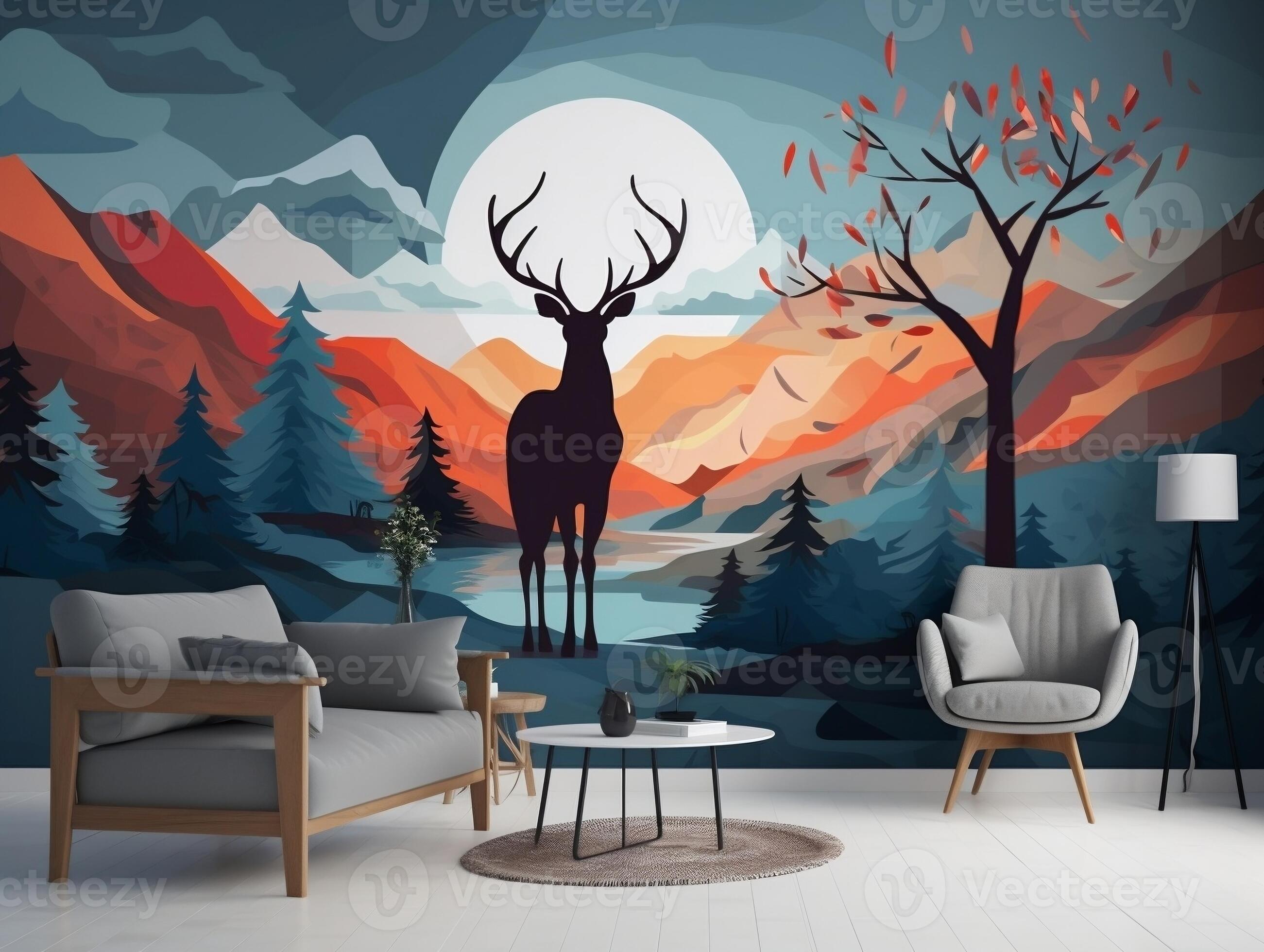 3d abstraction modern wall art decor wallpaper with blue and golden