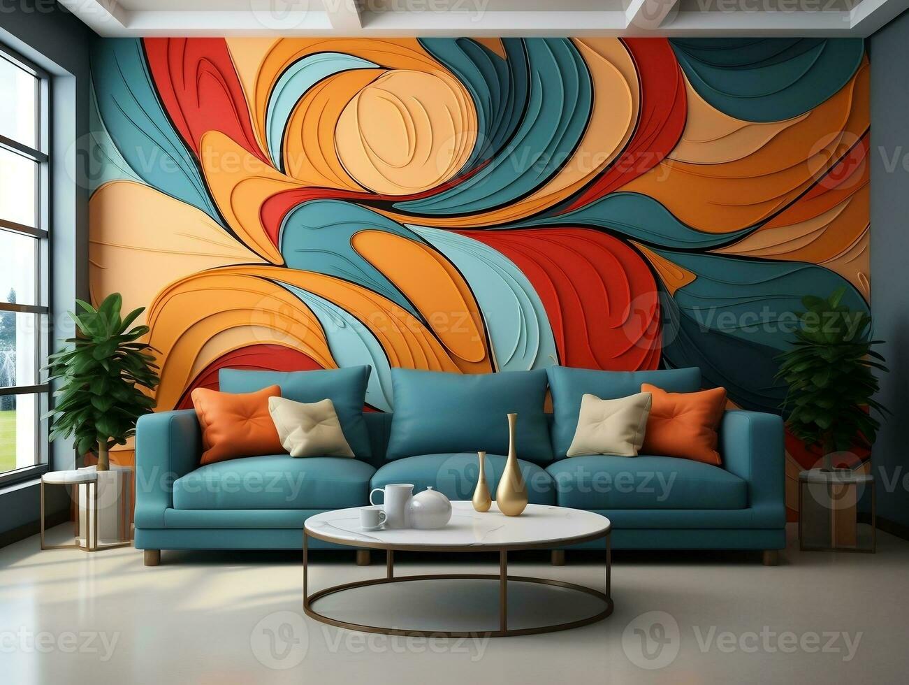 Abstract seamless pattern geometric shape sleek and modern interior graphic pattern for a living room accent wall generative ai photo