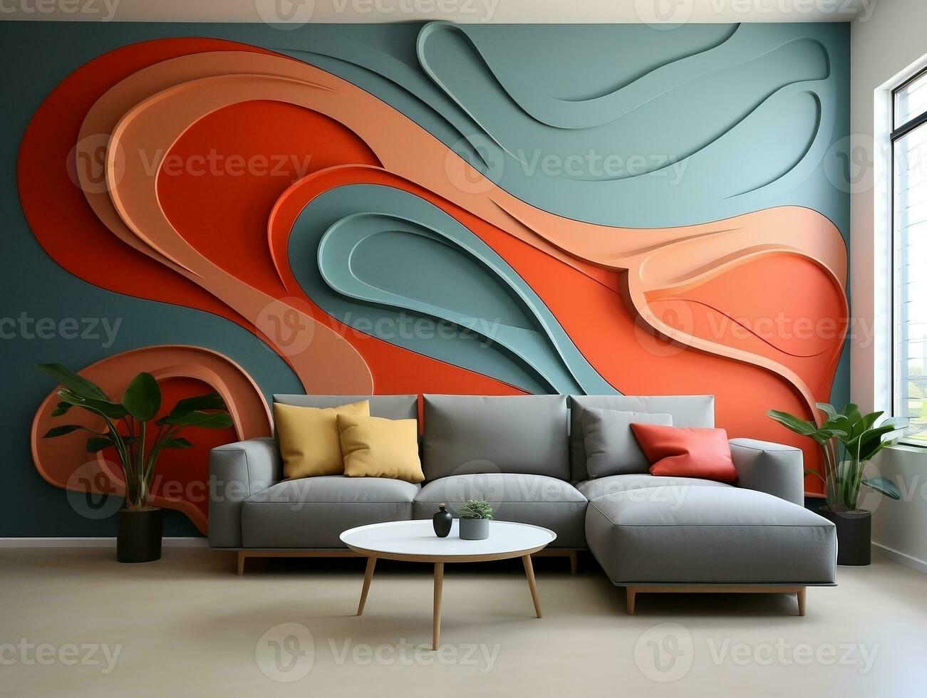 Abstract seamless pattern geometric shape sleek and modern interior graphic pattern for a living room accent wall generative ai photo