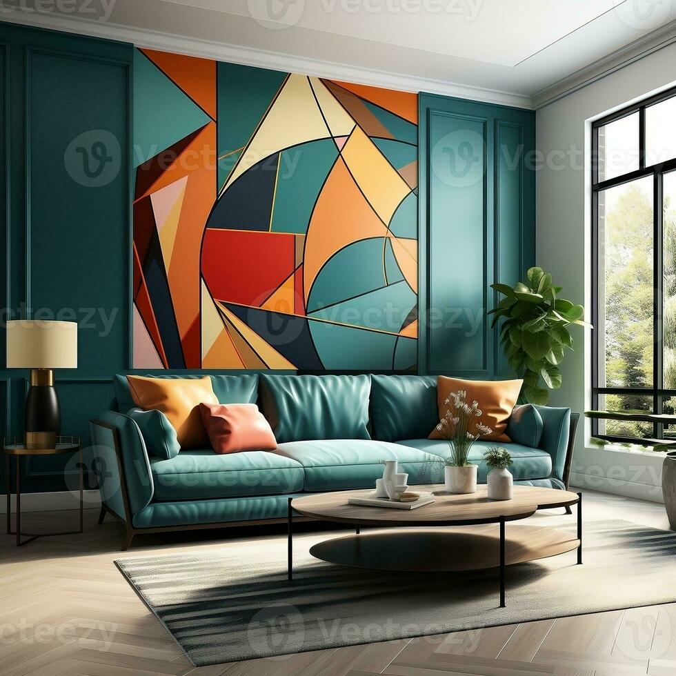 Abstract seamless pattern geometric shape sleek and modern interior graphic pattern for a living room accent wall generative ai photo